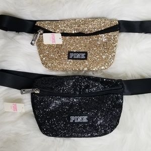 🎁🆕️NWT 2 VS Pink Fanny Pack Glitter Black Gold
